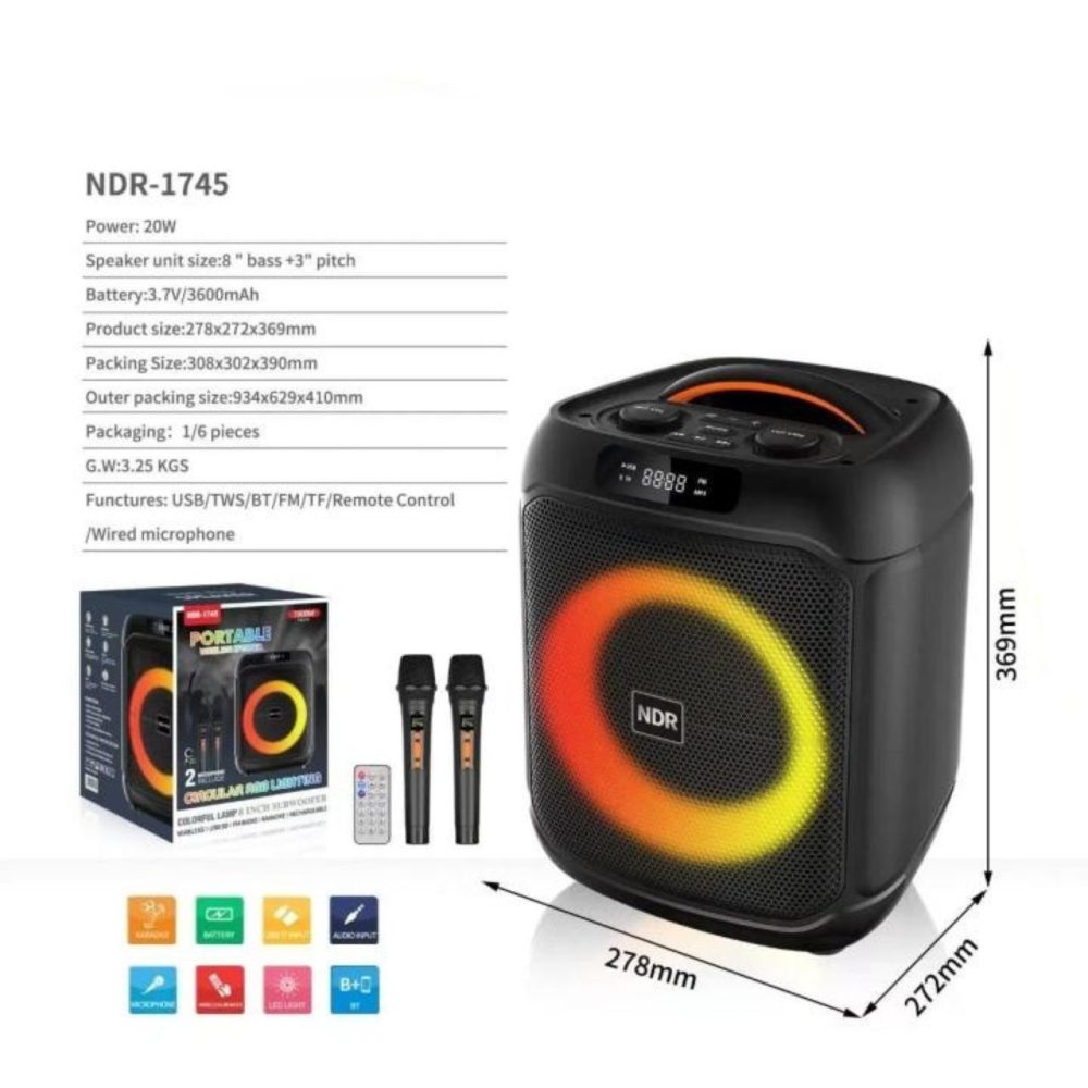 NDR-1745 Portable Bluetooth Party Speaker - Image 2